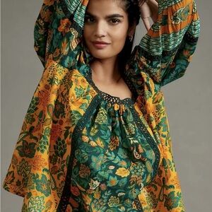 Farm for Anthropologie Multicolor Floral Blouse